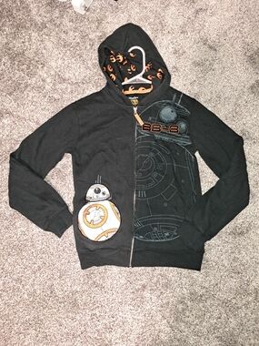 Star Wars BB-8 Black Zip-Up Hoodie Sweatshirt - XL Kids/Teen